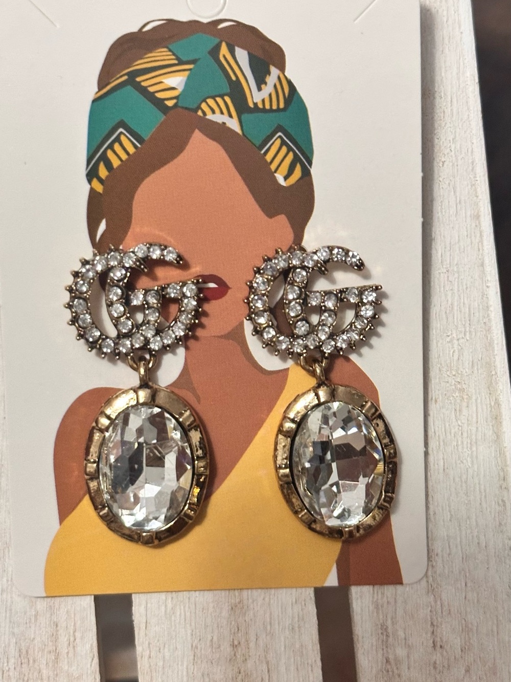 Gold and Clear Crystal Drop Earrings - Fashion Designer Style